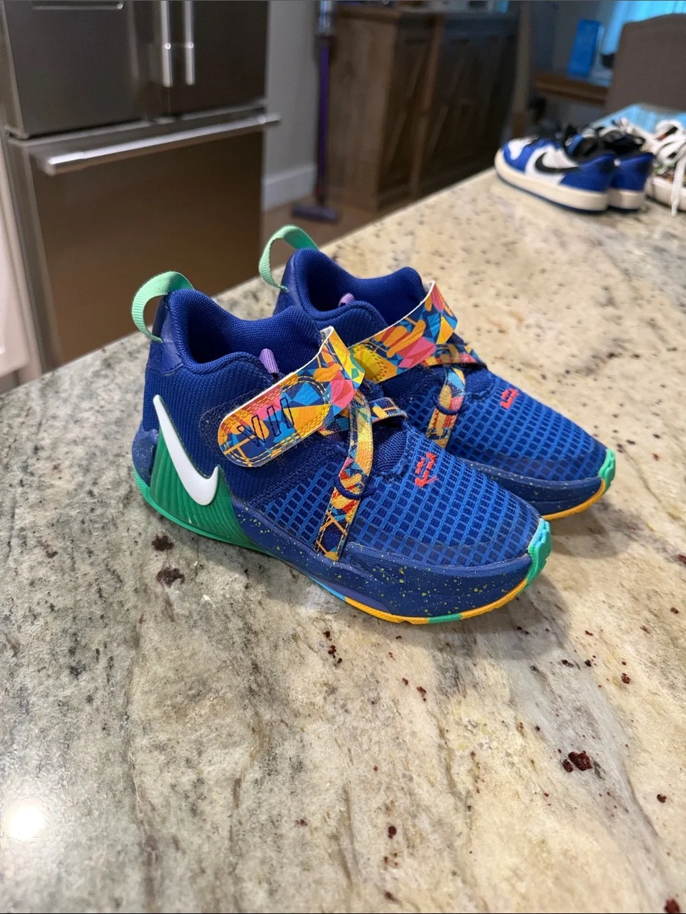 Nike Kids Blue Multicolor Strap Sneakers